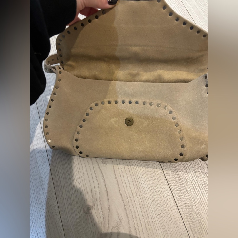 Celine Beige Suede Shoulder Bag